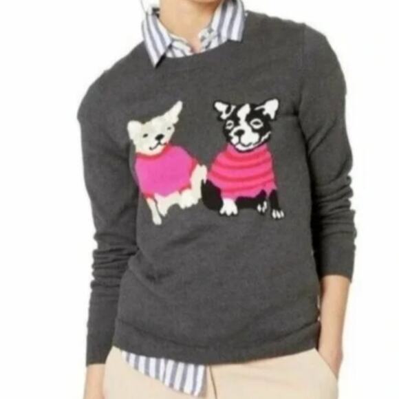 J. Crew Sweaters - J. Crew Mercantile Women's Crewneck French Bulldog Sweater SZ S